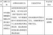 车车保险湖北省分公司被罚 业务信息系统记录不真实