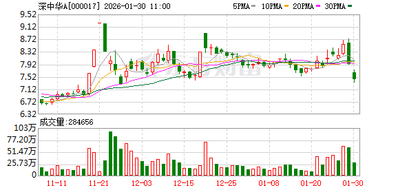 深中华A股价异动 2025年净利润预计增长113.71%—220.57%