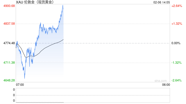 快讯：现货黄金重回4900美元 较日低反弹近250美元
