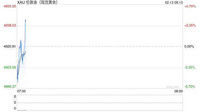 快讯：现货黄金低开30美元 失守4900美元/盎司
