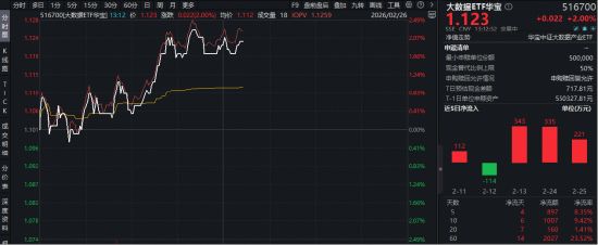 英伟达财报提振AI信心，云计算进入涨价周期！大数据ETF（516700）盘中上探2.27%，润泽科技领涨超18%