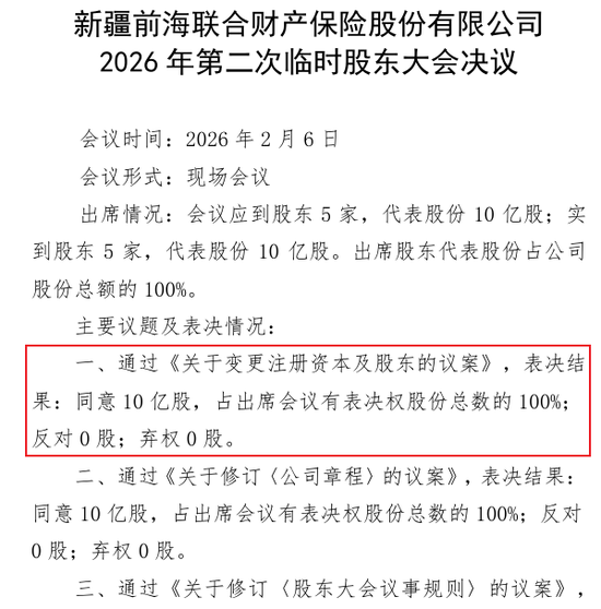 变更注册资本及股东议案获全票通过!前海财险股权迷局或迎来曙光