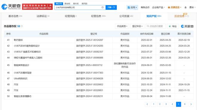 小米汽车已登记多项SU7著作权
