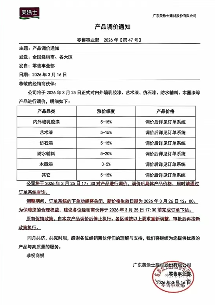 涨价的“黄金分割”：头部涂企如何在成本与市场的夹缝中演绎“涨价艺术”