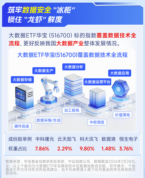 “龙虾”安全养殖手册来了！云计算涨价+ Token出海，华宝基金大数据ETF（516700）近5日吸金1778万元