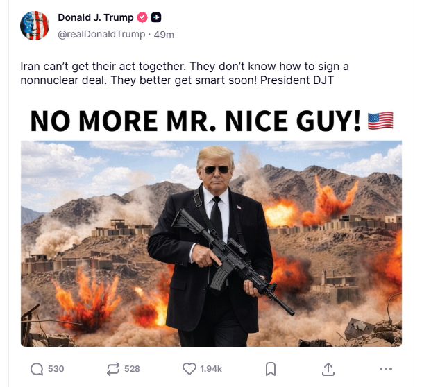 特朗普威胁：“不再有好好先生”