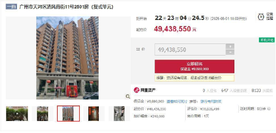 恒大原总裁夏海钧广州豪宅被拍卖，428平方米顶层复式评估价7062万元，曾被誉为地产界“打工皇帝”